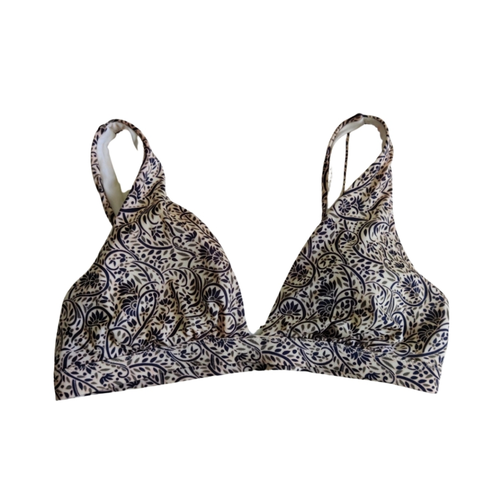 Athleta Black and White Patterned Bikini Top
